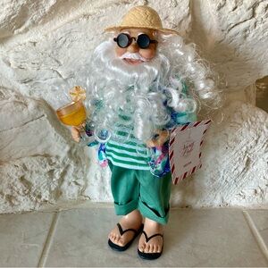 NWT Tropical Santa Tabletop 12.5 inch Figurine with Drink